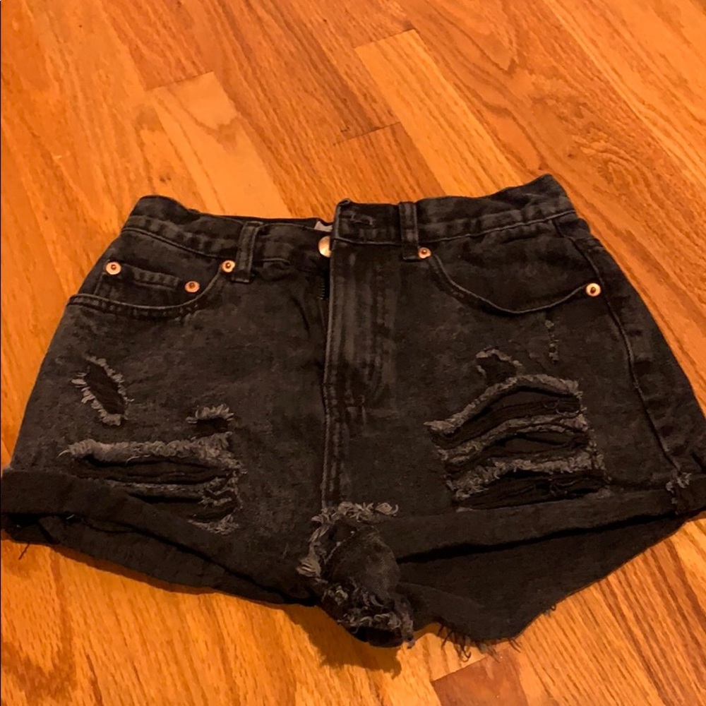Black ripped jean shorts